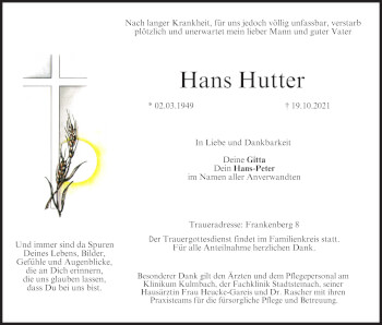 Anzeige von Hans Hutter von MGO