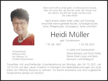 Anzeige von Heidi Müller von MGO