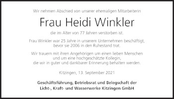 Anzeige von Heidi Winkler von MGO