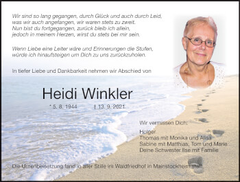 Anzeige von Heidi Winkler von MGO