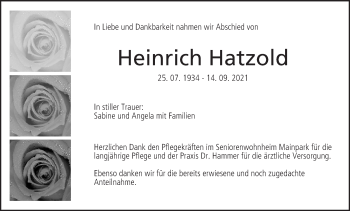Anzeige von Heinrich Hatzold von MGO