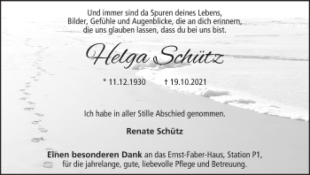 Anzeige von Helga Schütz von MGO