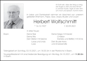 Anzeige von Herbert Wolfschmiff von MGO