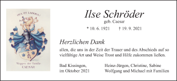 Anzeige von Ilse Schröder von MGO