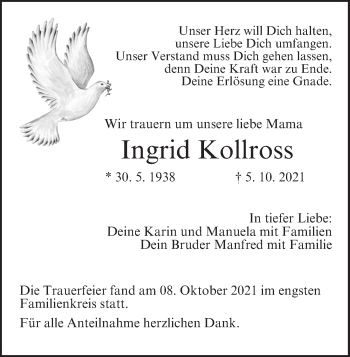 Anzeige von Ingrid Kollross von MGO