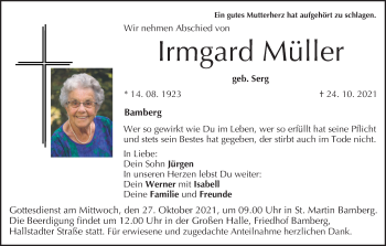 Anzeige von Irmgard Müller von MGO