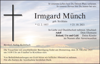 Anzeige von Irmgard Münch von MGO