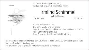 Anzeige von Irmlind Schimmel von MGO