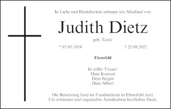 Anzeige von Judith Dietz von MGO