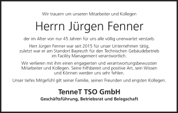Anzeige von Jürgen Fenner von MGO