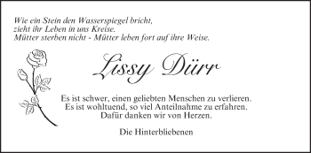 Anzeige von Lissy Dürr von MGO