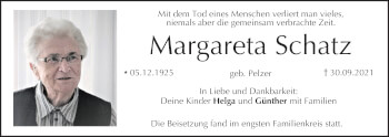Anzeige von Margareta Schatz von MGO