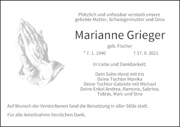 Anzeige von Marianne Grieger von MGO