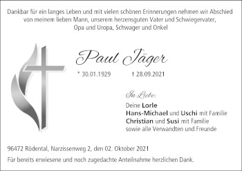 Anzeige von Paul Jäger von MGO