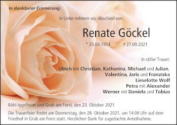Anzeige von Renate Göckel von MGO