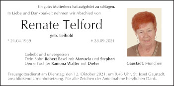 Anzeige von Renate Telford von MGO