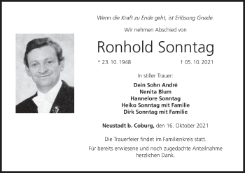 Anzeige von Ronhold Sonntag von MGO