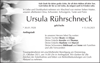 Anzeige von Ursula Rührschneck von MGO