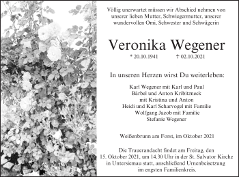 Anzeige von Veronika Wegener von MGO