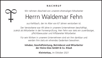 Anzeige von Waldemar Fehn von MGO