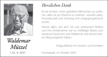 Anzeige von Waldemar Mützel von MGO