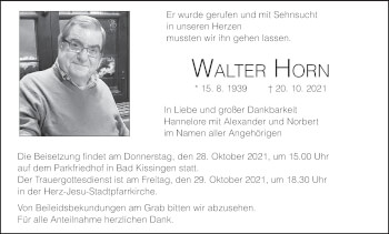 Anzeige von Walter Horn von MGO