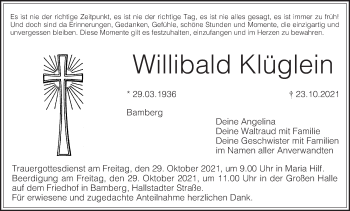 Anzeige von Willibald Klüglein von MGO