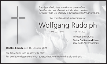 Anzeige von Wolfgang Rudolph von MGO