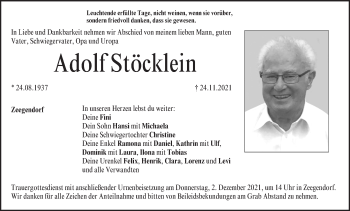 Anzeige von Adolf Stöcklein von MGO