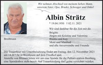 Anzeige von Albin Strätz von MGO