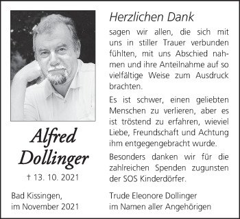Anzeige von Alfred Dollinger von MGO