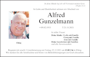 Anzeige von Alfred Gunzelmann von MGO