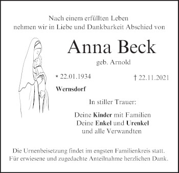 Anzeige von Anna Beck von MGO