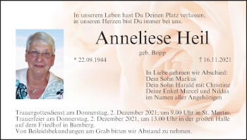 Anzeige von Anneliese Heil von MGO