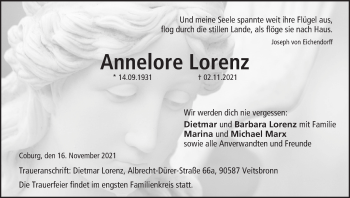 Anzeige von Annelore Lorenz von MGO