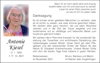 Anzeige von Antonie Kiesel von MGO