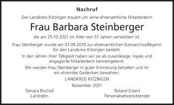 Anzeige von Barbara Steinberger von MGO