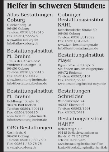 Anzeige von Bestattungsinstitute  von MGO