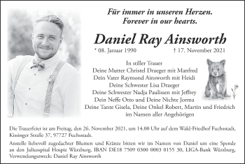 Anzeige von Daniel Ray Ainsworth von MGO