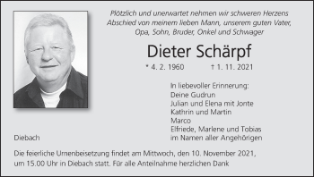 Anzeige von Dieter Schärpf von MGO