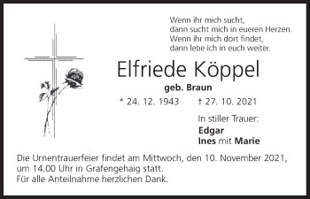 Anzeige von Elfriede Köppel von MGO