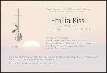 Anzeige von Emilia Riss von MGO