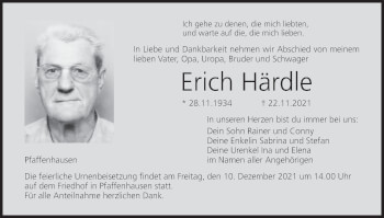 Anzeige von Erich Härdle von MGO