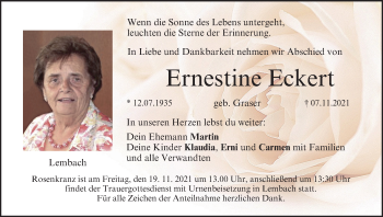 Anzeige von Ernestine Eckert von MGO