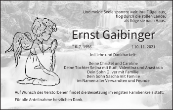 Anzeige von Ernst Gaibinger von MGO