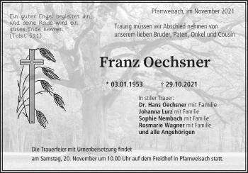 Anzeige von Franz Oechsner von MGO