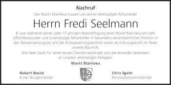 Anzeige von Fredi Seelmann von MGO