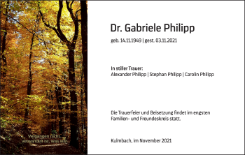 Anzeige von Gabriele Philipp von MGO