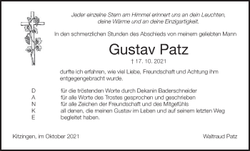 Anzeige von Gustav Patz von MGO