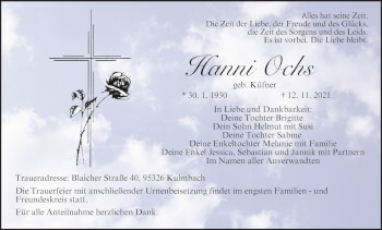 Anzeige von Hanni Ochs von MGO